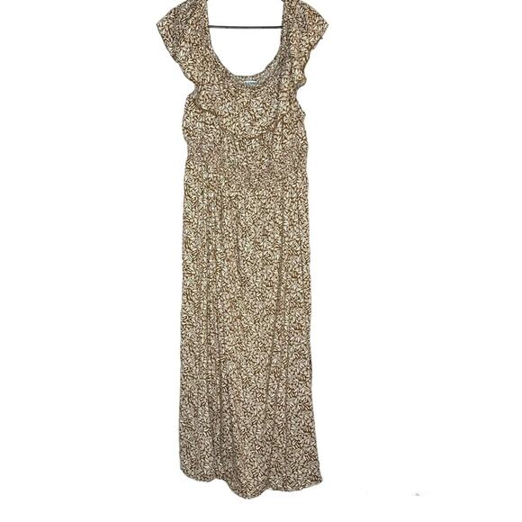 Old Navy Dresses & Skirts - Old Navy Geo Print Maxi Dress 2X - Tan Off the Shoulder, Plus Size, Boho Style